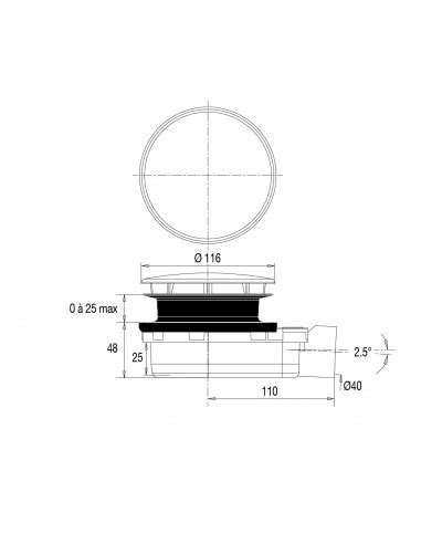 Bonde De Douche Ultra Plate NF Smart Noire D 90 Mm Valentin