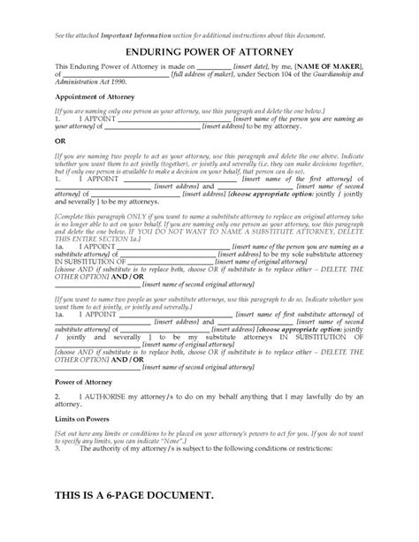 Printable Power Of Attorney Form Western Australia Fillable Form 2024