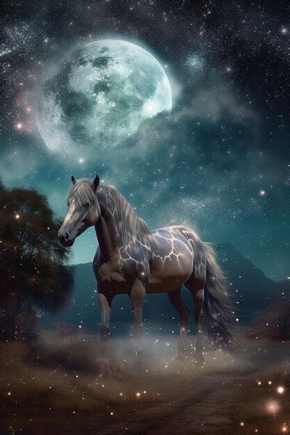 Premium Photo | A horse in the night sky