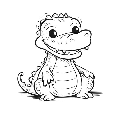 Cute Alligator Coloring Pages Outline Sketch Drawing Vector, Wing ...