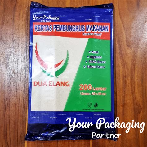 Jual KERTAS PEMBUNGKUS NASI KERTAS MINYAK COKLAT DUA ELANG 200 LEMBAR