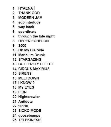 A Dream Travis Scott UTOPIA Tour Setlist : r/travisscott