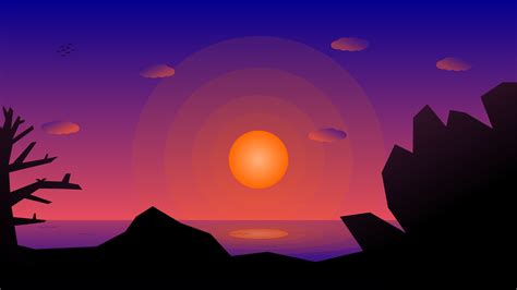 Vector illustration of beach scene at sunset 27524560 Vector Art at ...