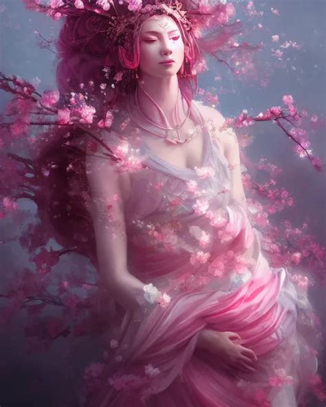 Full View Portrait Mystical Ethereal Cherry Blossom Stable Diffusion