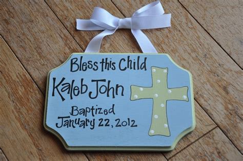 Baptism Personalized Wall Plaque With Cross Baby Boy T