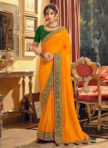 Vardan Ethnic Yellow Evergreen Heavy Vichitra Silk New Designer Sarees