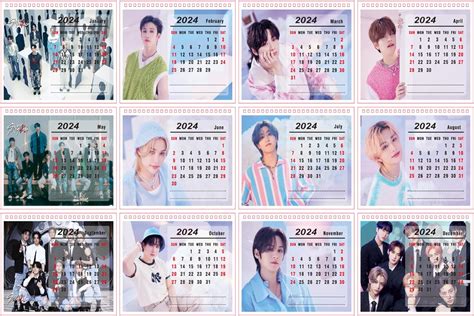 Korean Kpop Idol Group Calendario De Escritorio Mensual Para