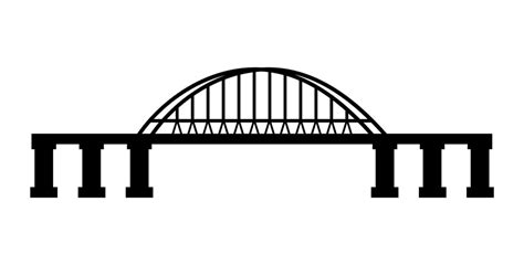 Premium Vector The Bridge With An Arch Black Silhouette Flat Simple