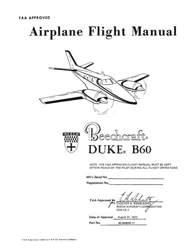 Beech B Duke Pilot S Operating Handbook Part