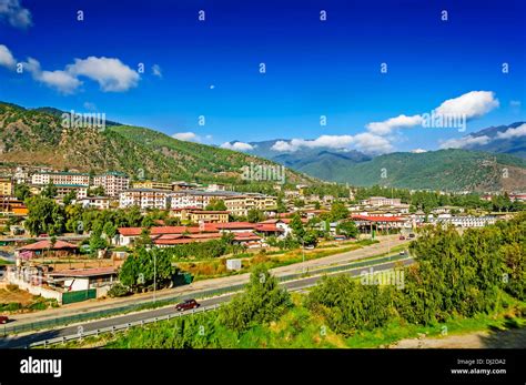 View Of Thimphu Thimpu City Capital Of Bhutan And Its Surrounding