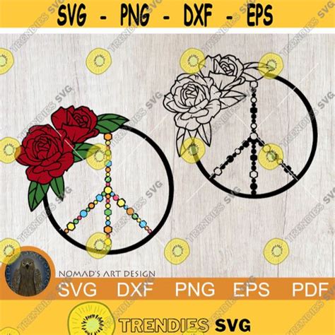 Peace Symbol Svg Floral Peace Symbol Peace Flower Svg Boho Svg Hippie Svg Peace Sign Svg