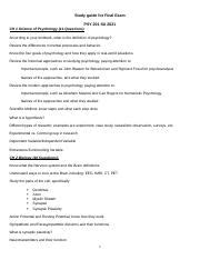 Psy Final Exam Study Guide Fa Docx Study Guide For Final