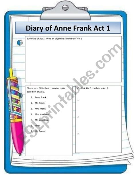 Diary Of Anne Frank Activities Pdf Worksheets