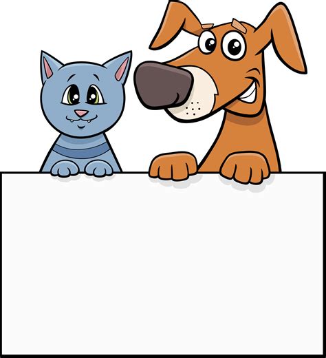 cartoon dog and cat with blank singboard graphic design 7817517 Vector ...