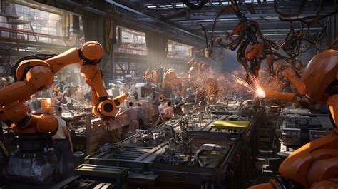 Premium AI Image | Robots working in a factory with the words robots on ...