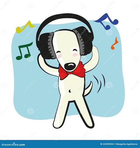 Cartoon Funny Dog in Big Headphones Stock Vector - Illustration of ...