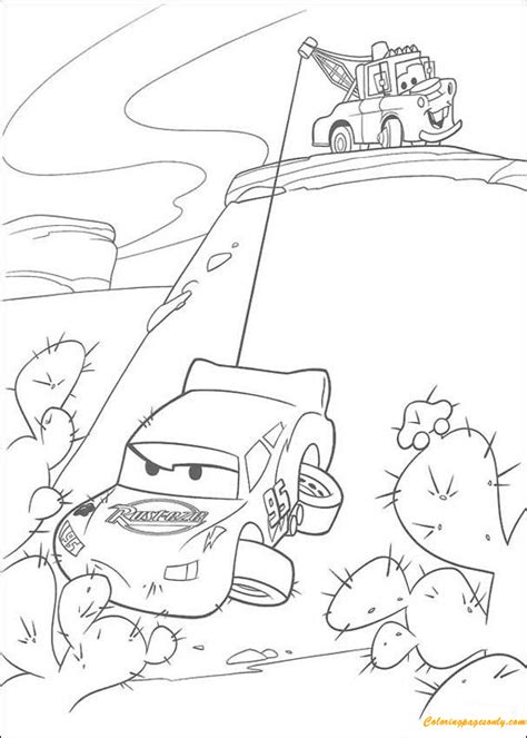 Mater Saves Lightning McQueen Coloring Pages - Cartoons Coloring Pages - Coloring Pages For Kids ...