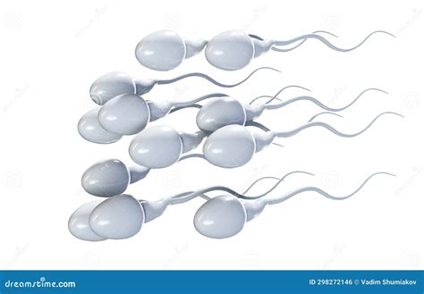 Male Sperm Cells Floating To Ovule In Fallopian Tube 3d Render Stock