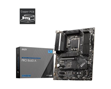 MSI PRO B660-A Motherboard, ATX - Intel 12th Gen Processors