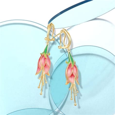 Santuzza Sterling Silver Enamel Tulip Earrings For Women In