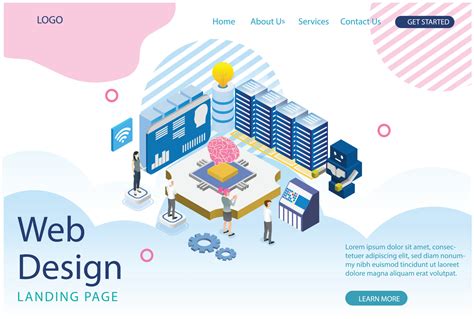 Website Template Design Modern Isometric Concept Of Cloud Technology