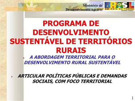 Ppt Programa De Desenvolvimento Sustent Vel De Territ Rios Rurais