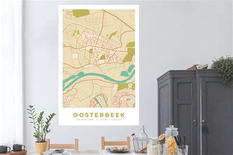 Poster Kaart Stadskaart Oosterbeek Plattegrond 120x180 Cm XXL