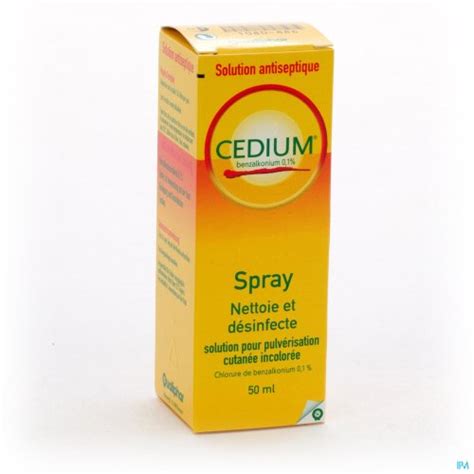 Cedium Benzalkonium Spray 50 Ml Désinfecter Peau Médicaments