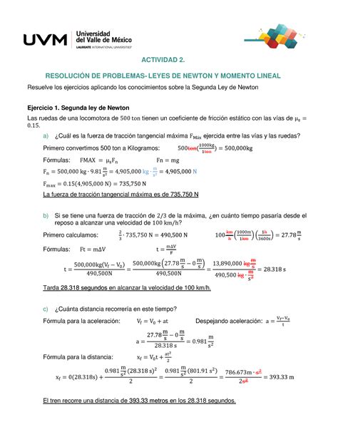 Actividad Ejercicios F Sica Actividad Resoluci N De Problemas