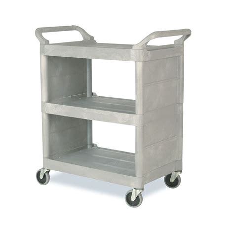 Hubert® Grey 3 Shelf Utility Cart Is 31l X 17w With A 500lb Capacity