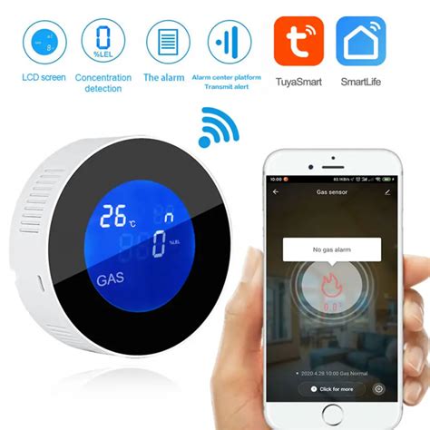 Sensor De Gas Wifi Vhome Con Pantalla LCD Y Sirena