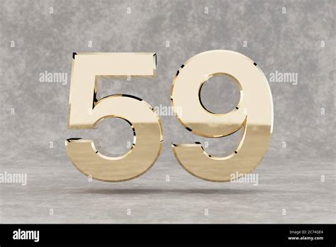 Gold 3d Number 59 Glossy Golden Number On Concrete Background