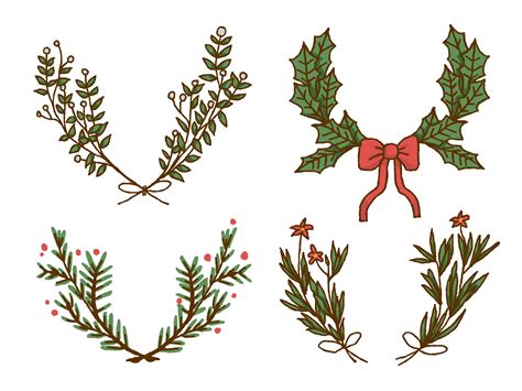 Christmas Wreath Elements Premium Vector 684076 Vector Art At Vecteezy