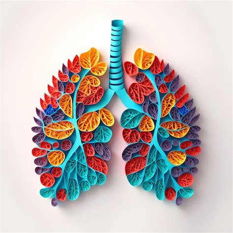 Premium Photo Paper Cut Lungs Bright Illustration Quilled Medical