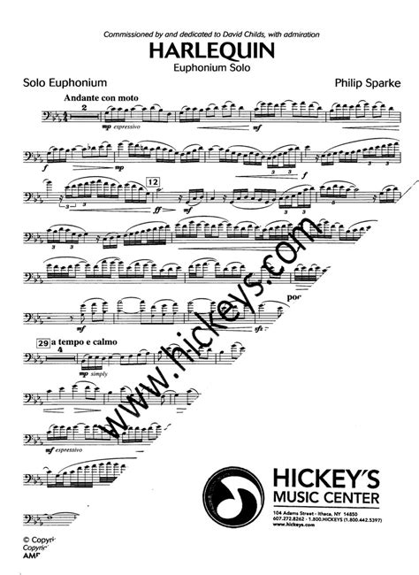 Sparke Philip Harlequin For Euphonium Solos W Piano Treble Or Bass Clef