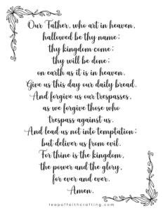 The Lord S Prayer Printable Pdf Versions Leap Of Faith Crafting