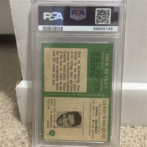 1966 Philadelphia Dick Butkus PSA 5 Bears 31 Rookie RC EBay