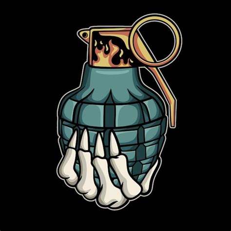 Premium Vector Skull Holding Grenade