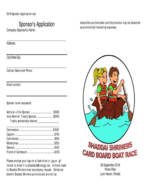 Fillable Online Registration Form Cardboard Boat Regatta Fax Email