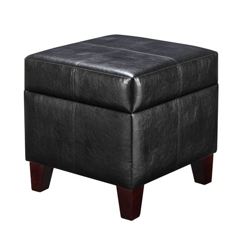 Dorel Living Small Square Storage Ottoman For Living Room Black