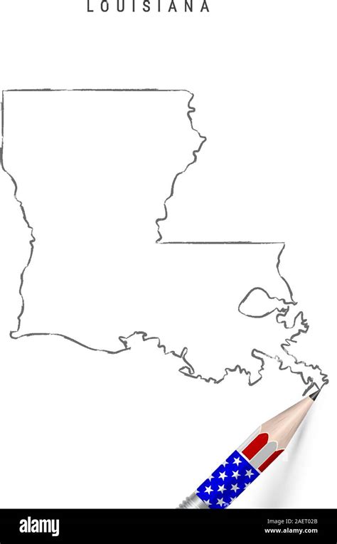 Louisiana Us State Vector Map Pencil Sketch Louisiana Outline Contour