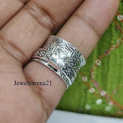 Crystal Ring Sterling Silver Spinner Ring Mediation Handmade Ring