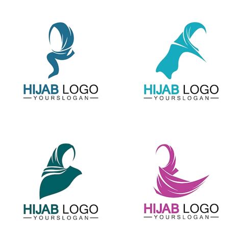 Plantilla de vector de diseño de logotipo hijab Vector Premium