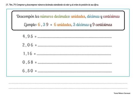 N Meros Decimales Quinto Educaci N Primaria A Os