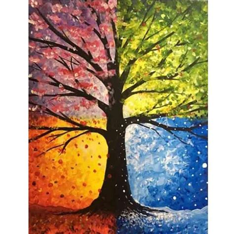 5d Diy Diamond Painting The Tree With Four Seasons Tree Etsy