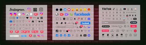 Premium Vector Instagram Tik Tok Facebook Button Icon Set Screen