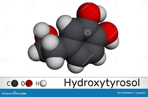 Hydroxytyrosol Molecule It Is Catechol Molecular Model 3D Rendering