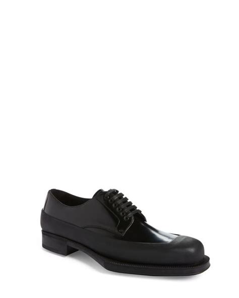 Prada Spazzolato Square Toe Derby In Black For Men Lyst