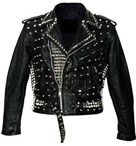 Customize Men Spiked Studded Black Leather Handmade Brando Etsy