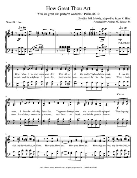 How Great Thou Art By Stuart K Hine 4 Part Digital Sheet Music